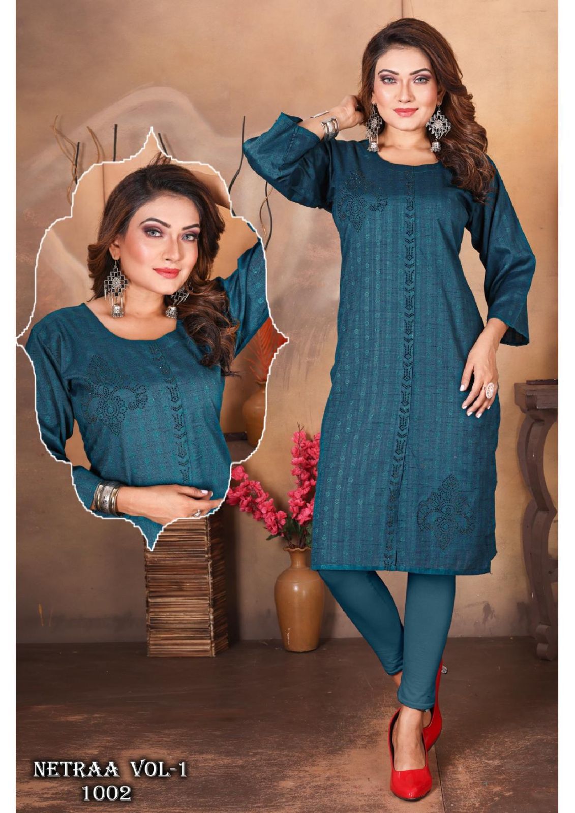 Jlf Netraa Vol 1 1001 To 1008 Designer Kurtis Catalog
